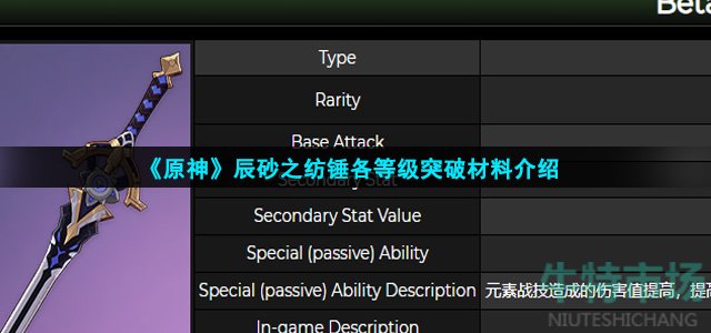 《原神》辰砂之纺锤各等级突破材料介绍