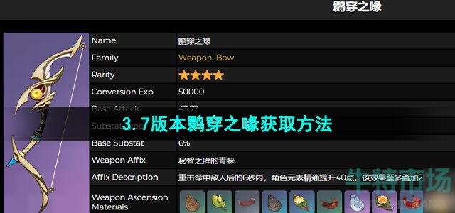 《原神》3.7版本鹮穿之喙获取方法