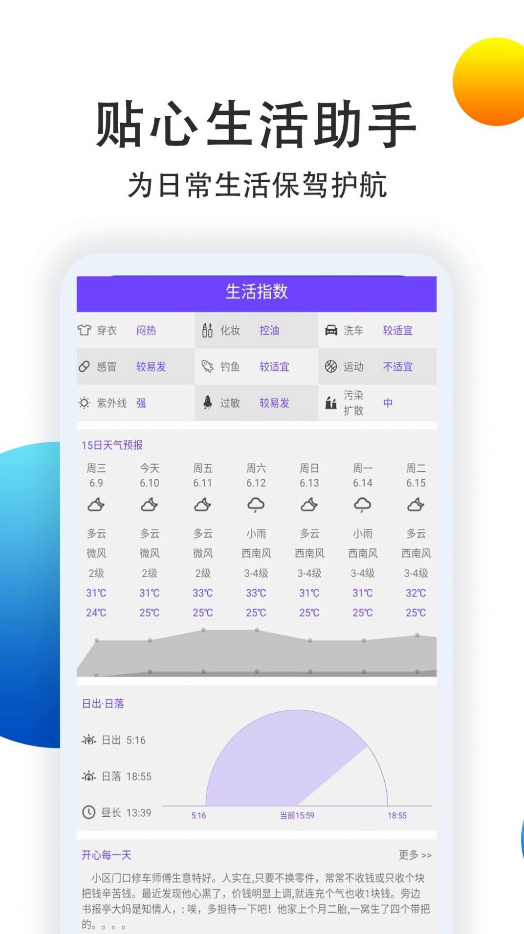 15日准点天气预报截图